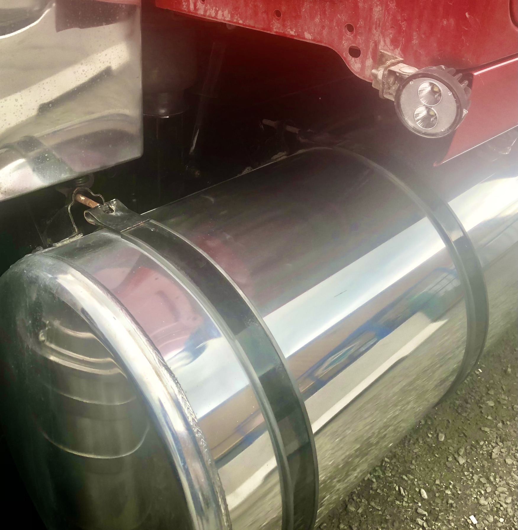 Close-up of mirror-finish polished fuel tank